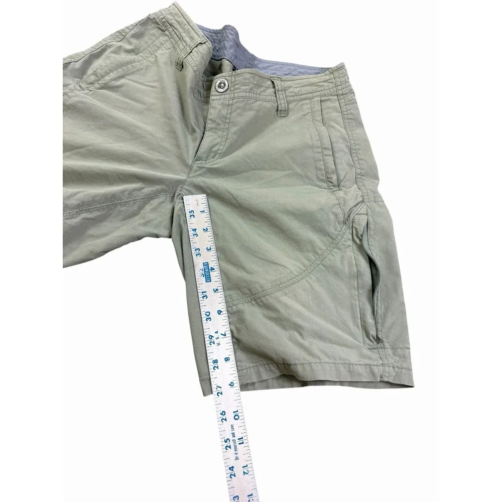 Kuhl Cargo Shorts Womens Size 4 Green Hiking Camping Zipper Pockets